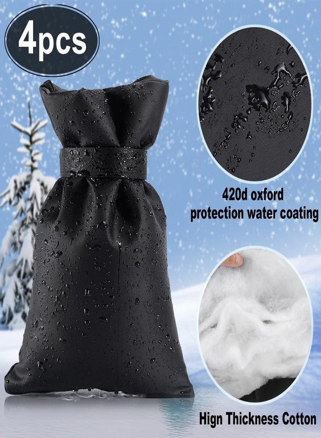 wohohoho 4pcs Black Outside Tap Covers for Winter, Large Outdoor Tap Cover Insulated Protector, Waterproof Thickened Thermal Tap Jacket Protects Your Tap from Freezing Bursting - Image 3