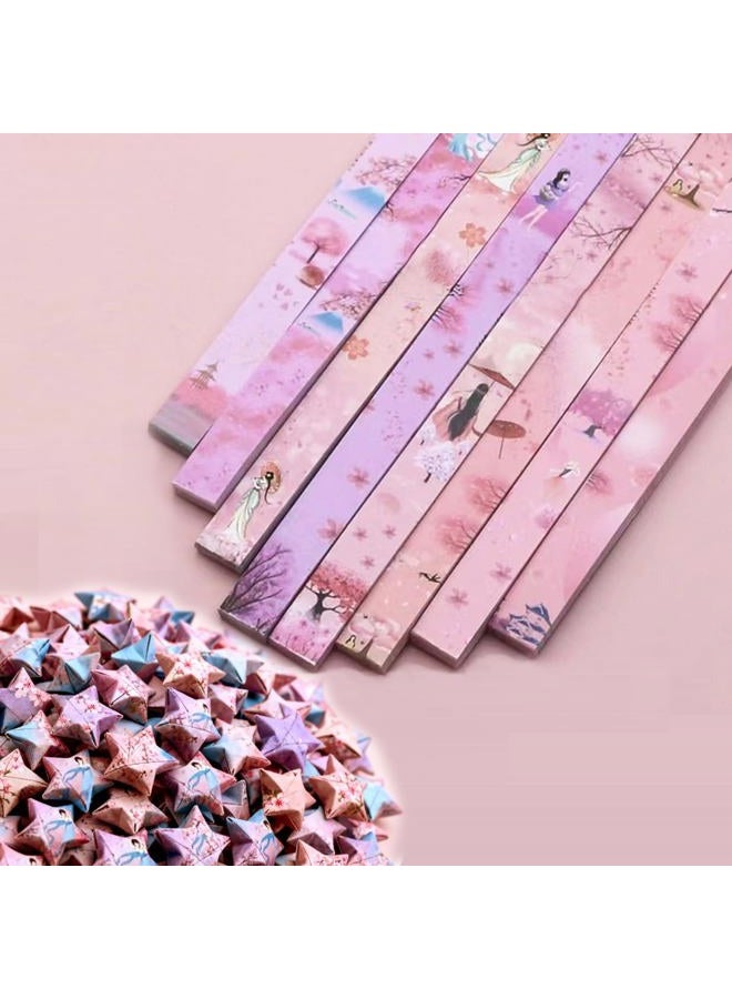 Hvogvok Origami Paper Stars, Colorful Handcraft Origami Lucky Star Paper DIY Paper Arts Creativity Hand Art Crafts (Cherry Blossom Girl(540) sheets) - Image 1