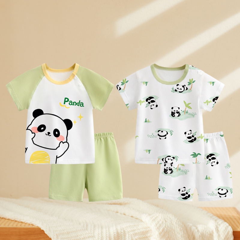 Baby Summer Thin Short-sleeved Shorts suit Pure Cotton Outfit Children''s Underwear Two-piece Pack Men''s and Women''s Baby Summer Clothes - Image 2