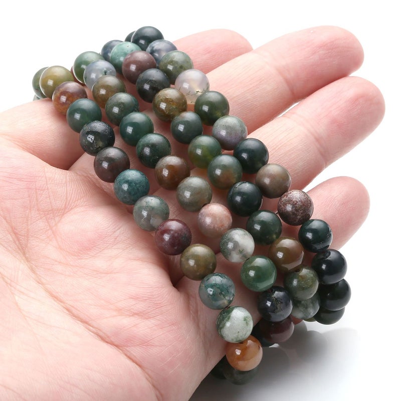 Jovivi Jovivi 108 Mala Beads Bracelet 8mm Natural Indian Agate Gemstone Healing Crystal Stone Beaded Bracelet Hand Knotted Prayer Mala Beads Necklace for Yoga Meditation Balance  - Image 4