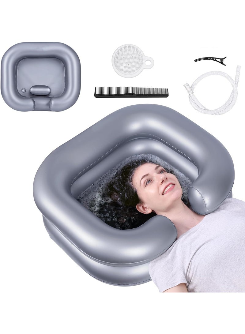 Ru syanl Inflatable Shampoo Basin Portable Shampoo Bowl Hair Washing Basin for Bedridden Disabled Injured Hair Wash Tub for Dreadlocks and at Home Sink Washing  - Image 1