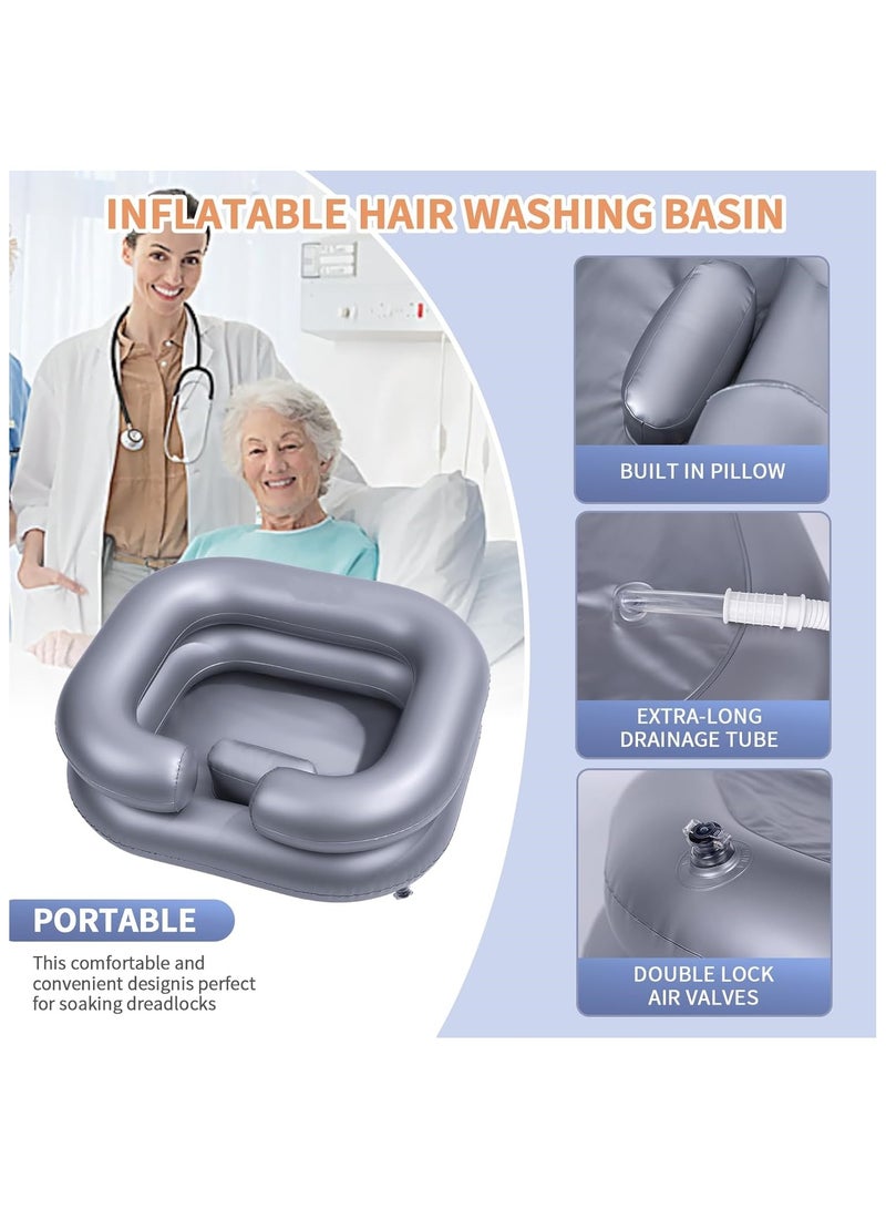 Ru syanl Inflatable Shampoo Basin Portable Shampoo Bowl Hair Washing Basin for Bedridden Disabled Injured Hair Wash Tub for Dreadlocks and at Home Sink Washing  - Image 2