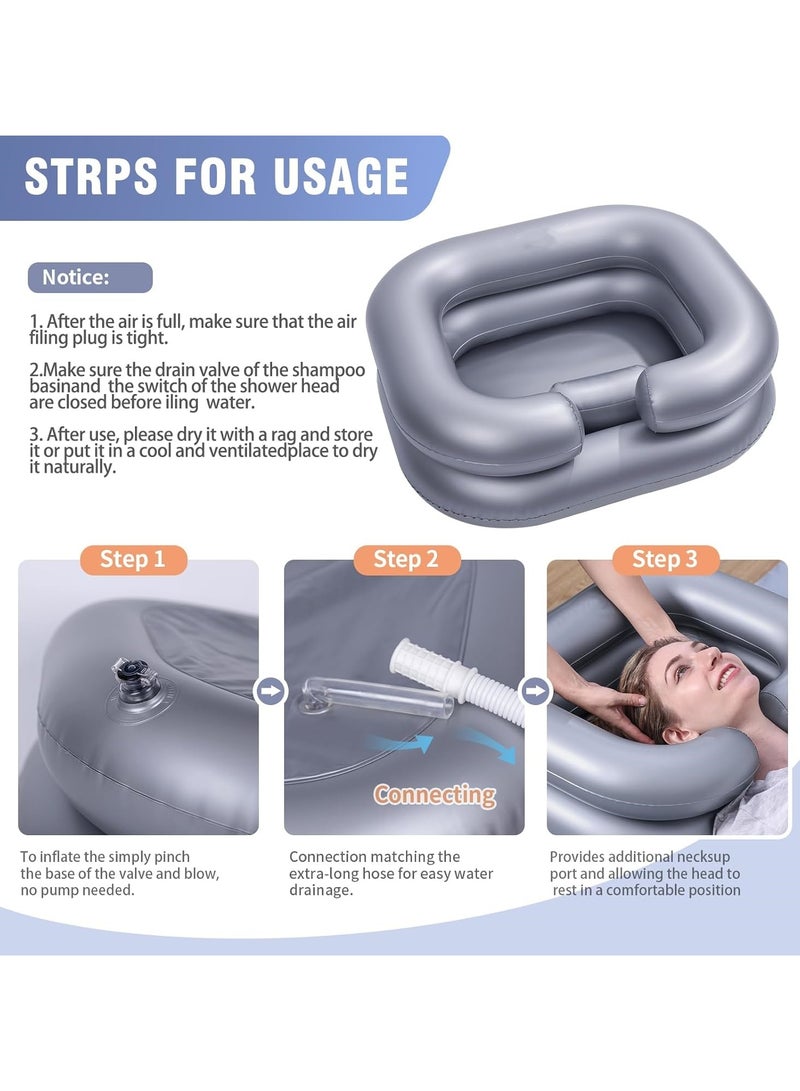 Ru syanl Inflatable Shampoo Basin Portable Shampoo Bowl Hair Washing Basin for Bedridden Disabled Injured Hair Wash Tub for Dreadlocks and at Home Sink Washing  - Image 3