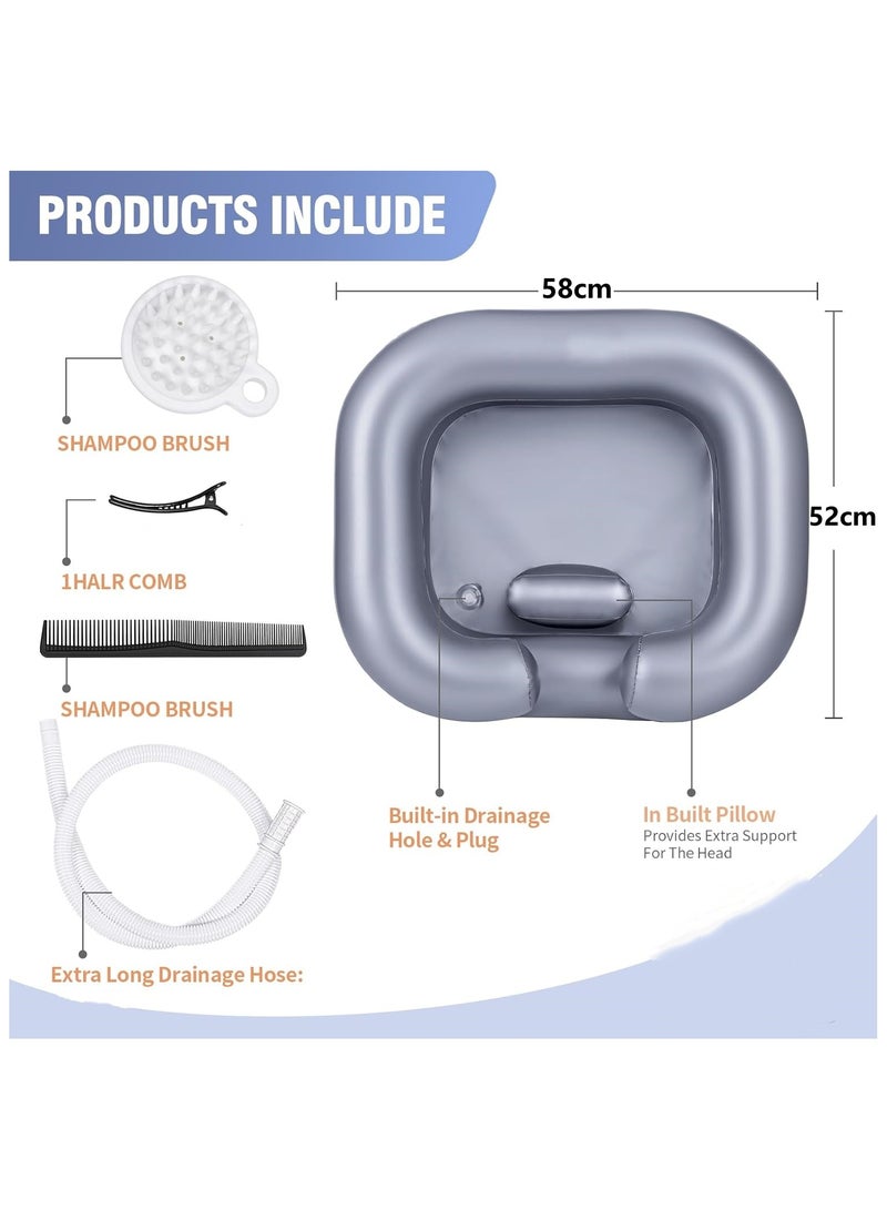 Ru syanl Inflatable Shampoo Basin Portable Shampoo Bowl Hair Washing Basin for Bedridden Disabled Injured Hair Wash Tub for Dreadlocks and at Home Sink Washing  - Image 4