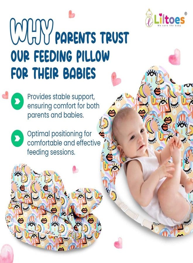 Liltoes Nursing Pillow for Breastfeeding, Plus Size Breast Feeding Pillow with Security Fence Design for Extra Baby Support Adjustable Waist Strap | Baby Pillow | Removable Premium Cover | Doodle Face - Image 3