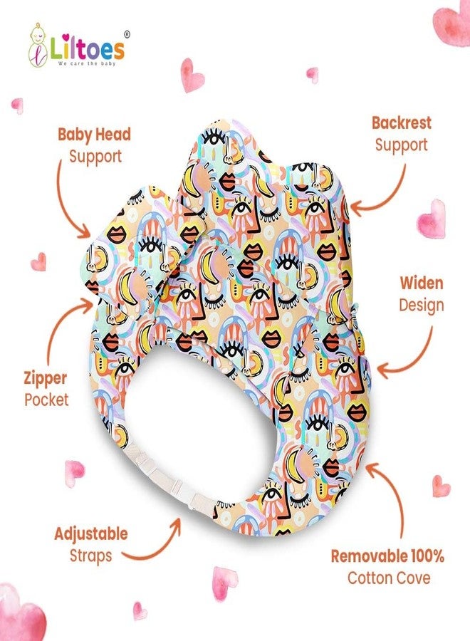 Liltoes Nursing Pillow for Breastfeeding, Plus Size Breast Feeding Pillow with Security Fence Design for Extra Baby Support Adjustable Waist Strap | Baby Pillow | Removable Premium Cover | Doodle Face - Image 2