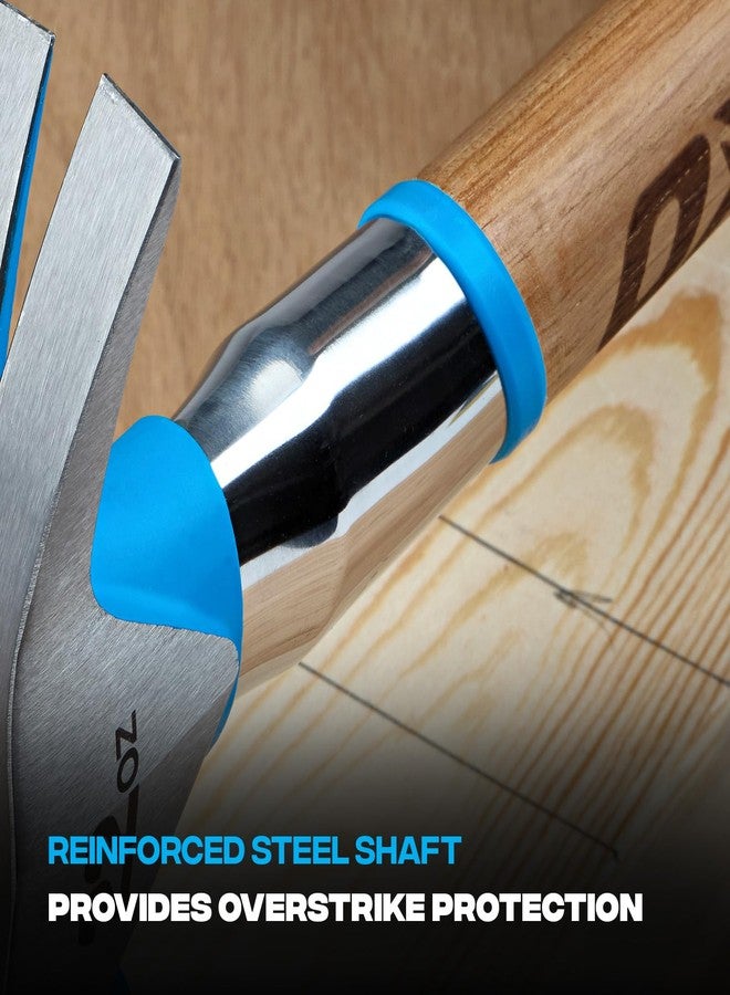 OX Tools Pro 22oz Curved Hickory Handle Hammer with TPR Grip and Steel Shaft Hickory Framer - Magnetic Nail Starter Curved Axe Handle Milled Face Straight Claw Hammer OX-P088422 - Image 5