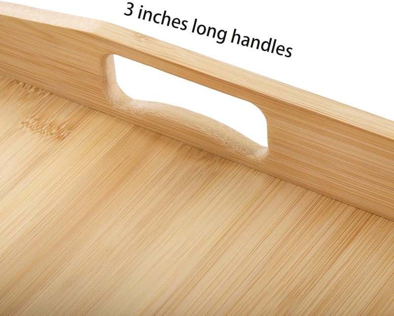 Cedilis Bamboo Lap Tray with Detachable Pillow, 16.9 x13 in Serving Tray with Handles for Bed Eating - Image 4