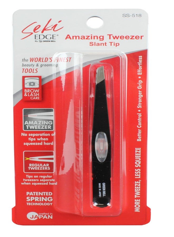 SEKI EDGE SS-518 Amazing Tweezer - Slant Tip Stainless Steel Black - Image 3