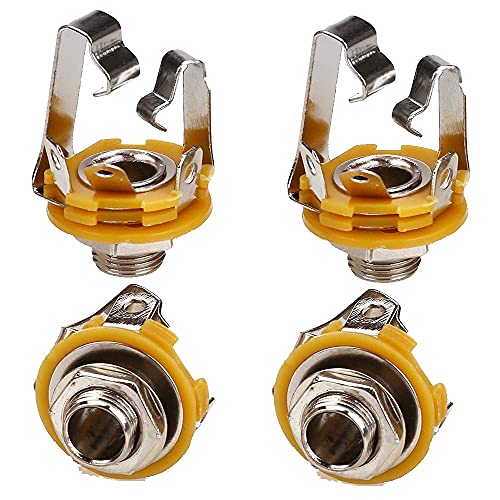 HUASEN TRS Socket,Stereo 3-Conductor Input Jack, 1/4", TRS Panel Mount Socket with Washer and Nut Solder Type for Guitar Pedals Bass Fender Footswitch and Any Other Applications with 6.35mm(4Pack) HUASEN - Image 1