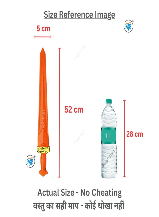 Vidhyapati Enterprises Plastic Shiv Trishul Hanuman Gada & Sword Toys for Kids | Weapon Role Play Toys | Action Figure Toy | Fancy Dress Competition | Color Orange | 3 Pcs Combo | Age 2+ - Image 3
