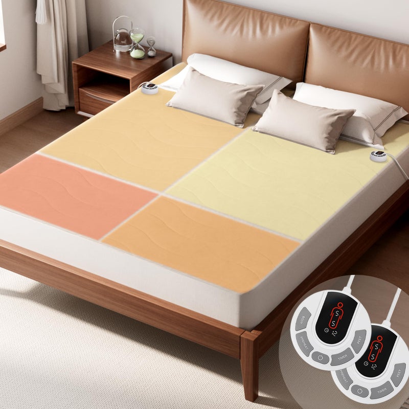 GOTCOZY Multi-Zone Heated Mattress Pad Queen Size - Electric Mattress Pad Fit up to 15" with 10 Heat Setting & 12 Hour Auto Off, Independent Body & Feet Heating, Machine Washableï¼ˆBleachï¼‰ - Image 1
