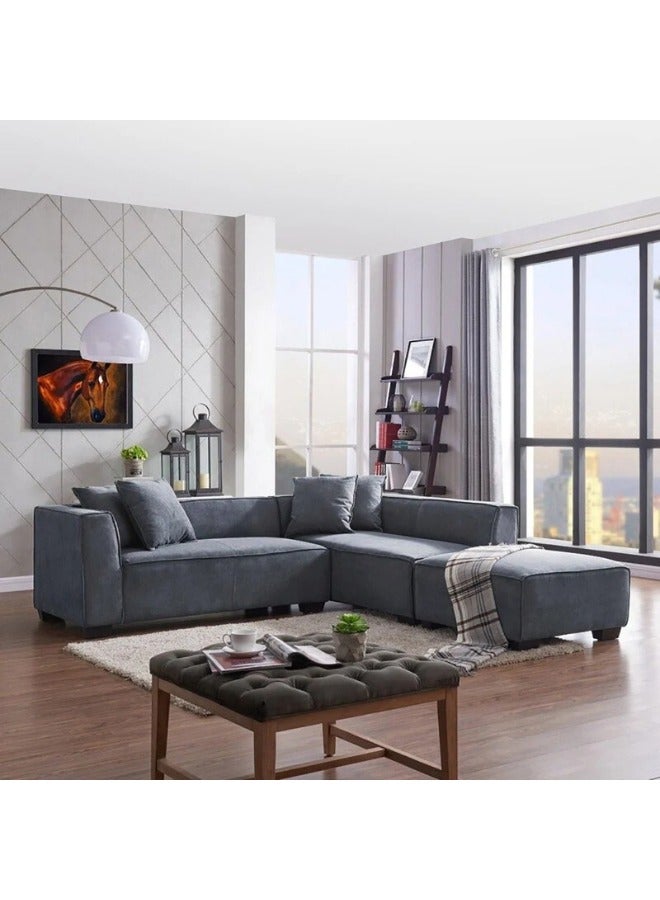 KUSTOMDECO L Shaped Sectional sofa with Ottoman - Customizable Sectional Sofa for Living Room, Premium Upholstery, L-Shape Design - Image 1