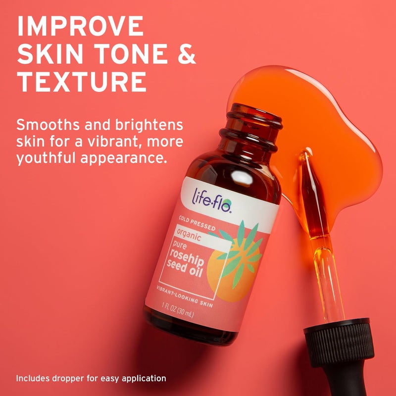 LIFE-FLO Pure Organic Rosehip Seed Oil, Hydrating Face Oil, Dry Skin Care, Cold Pressed from Organic Rose Hips, Rich in Fatty Acids and Vitamin A (Retinol), Hypoallergenic, 60-Day Guarantee, 1oz - Image 4