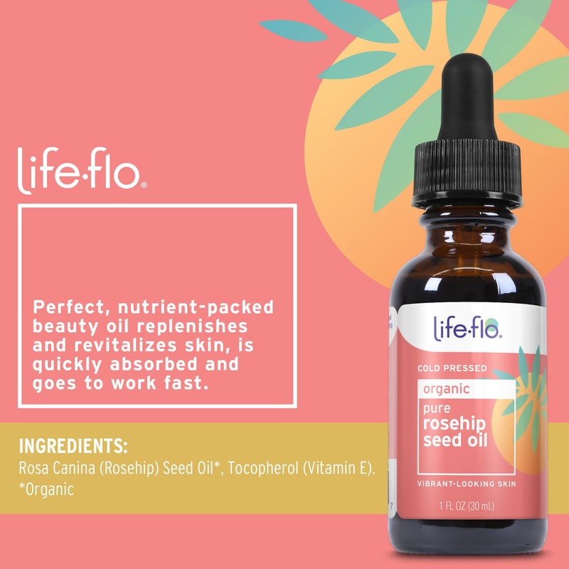 LIFE-FLO Pure Organic Rosehip Seed Oil, Hydrating Face Oil, Dry Skin Care, Cold Pressed from Organic Rose Hips, Rich in Fatty Acids and Vitamin A (Retinol), Hypoallergenic, 60-Day Guarantee, 1oz - Image 2
