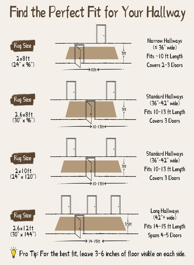 TTelephant Runners for Hallways Ultra Non-Slip 2x10 Long Runner Rugs Washable Abstract Tear and Stain Resistance No Pile Lightweight Modern Rug Runners for Entryway, Kitchen, Walkway, Entrance, Brown - Image 3