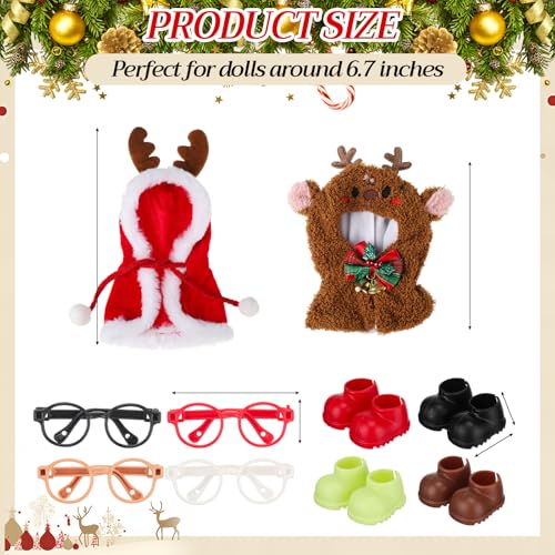 Simgoing 2 Sets Christmas 17 cm67 Inch Doll Clothes Outfits Accessories Dolls with Shoes Glasses Costume Stylish Adorable Dress up for Christmas Winter Holiday Decor GiftsClassic Style - Image 5