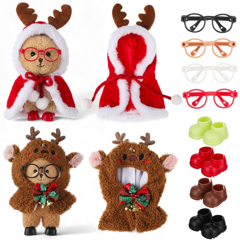 Simgoing 2 Sets Christmas 17 cm67 Inch Doll Clothes Outfits Accessories Dolls with Shoes Glasses Costume Stylish Adorable Dress up for Christmas Winter Holiday Decor GiftsClassic Style - Image 3