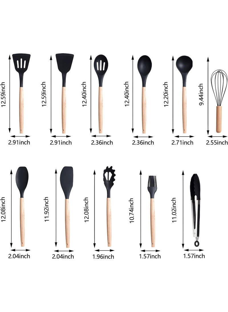 ZEESQUARE 19‑Piece Silicone Kitchenware Set – Wooden Handle Cooking Utensils, High Heat Resistant Non‑Stick Silicone Tools for Pots & Pans - Image 5