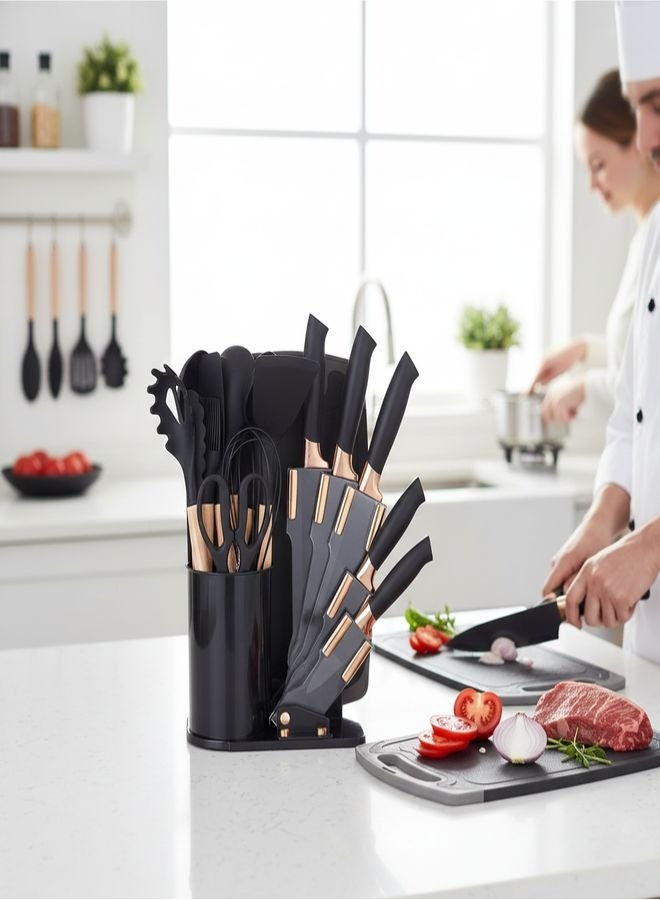 ZEESQUARE 19‑Piece Silicone Kitchenware Set – Wooden Handle Cooking Utensils, High Heat Resistant Non‑Stick Silicone Tools for Pots & Pans - Image 3