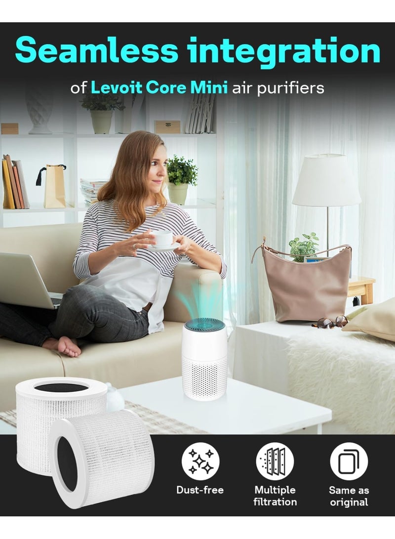 M.A&F's True HEPA Core Mini Replacement Filter for Levoit Core Mini Air Purifier (2pcs) - Image 3