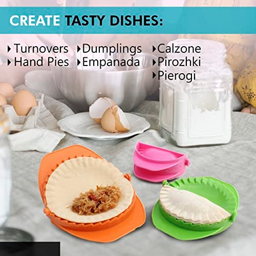 Zoie + Chloe Set of 3 Dough Press - Plastic Pastry Shaper & Empanada Maker Press With Crimped Crust Edges - Kitchen Tools For Making Dumplings, Hand Pie, Ravioli, Pierogi, Turnover - 4”, 5”, 6” - Image 3