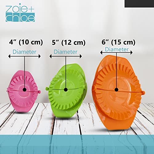 Zoie + Chloe Set of 3 Dough Press - Plastic Pastry Shaper & Empanada Maker Press With Crimped Crust Edges - Kitchen Tools For Making Dumplings, Hand Pie, Ravioli, Pierogi, Turnover - 4”, 5”, 6” - Image 2