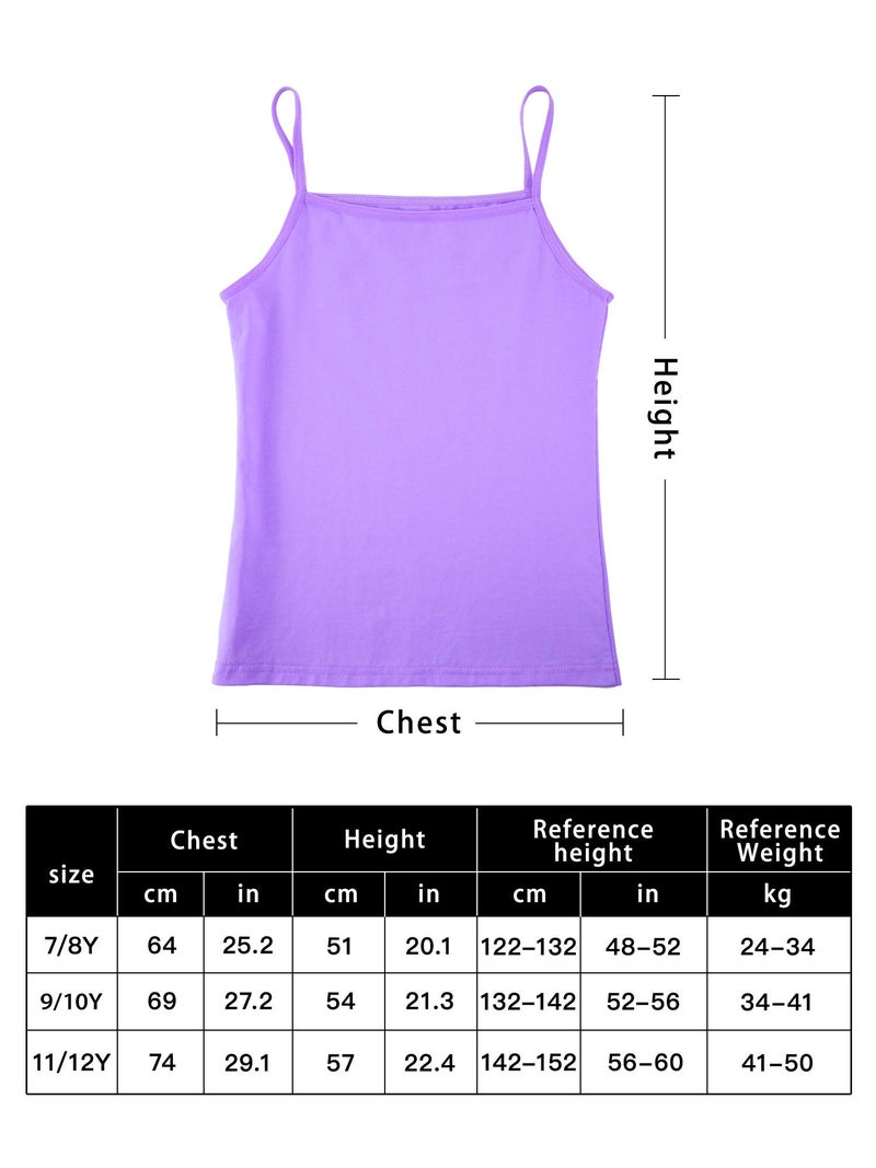 SATINIOR 4 Pieces Girls Dance Tank Top Sleeveless Spaghetti Strap Crop Tank Top for Dancewear (Purple, Pink, White, Black,9-10 Years) - Image 3
