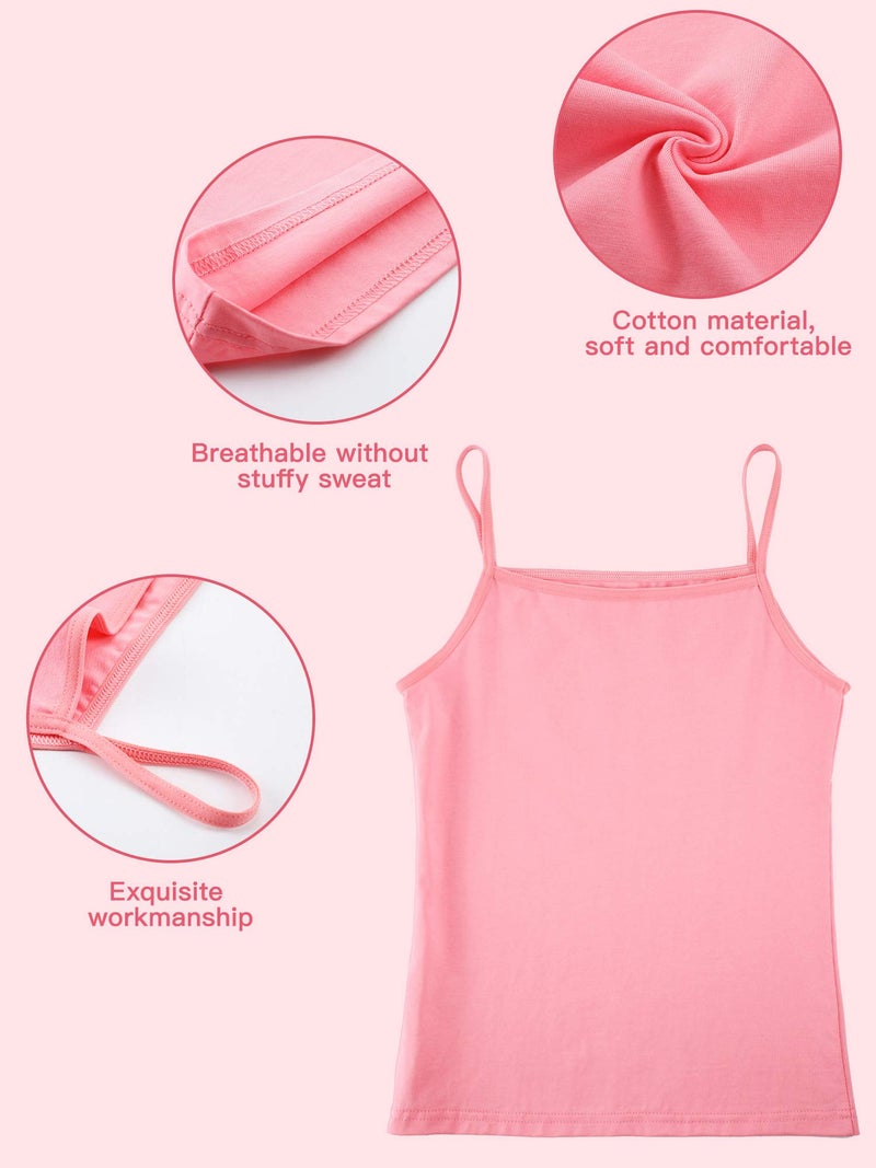 SATINIOR 4 Pieces Girls Dance Tank Top Sleeveless Spaghetti Strap Crop Tank Top for Dancewear (Purple, Pink, White, Black,9-10 Years) - Image 4