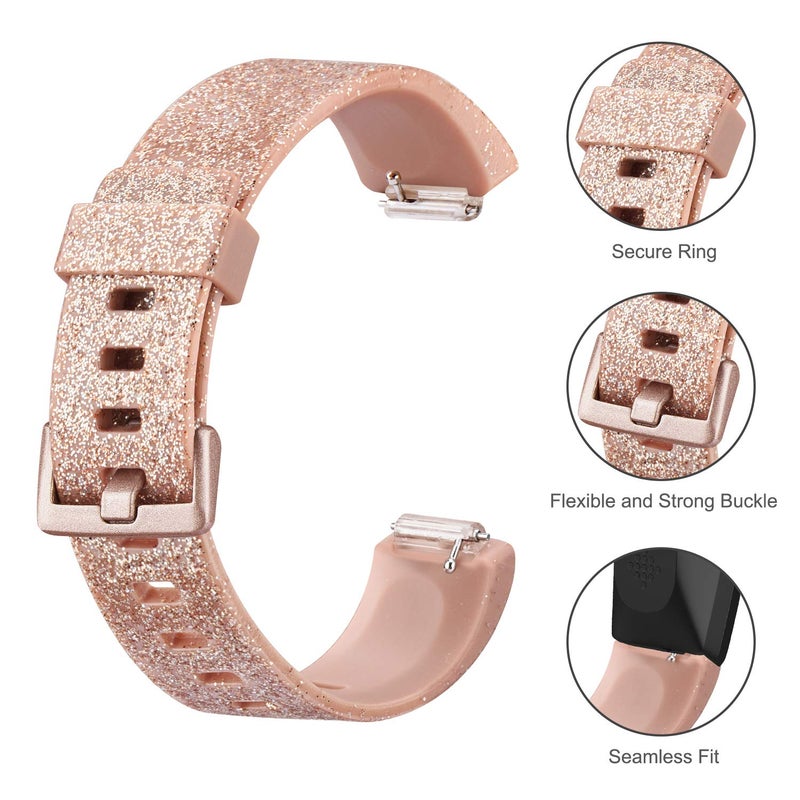 AK [3 Pack] Soft TPU Bands Compatible with Fitbit Inspire 2/Inspire HR/Inspire/Fitbit Ace 2 Sports Wristbands for Fitbit Inspire (Glistening Rose Gold/Glistening Champagne Gold/Wine Red, Small) - Image 3