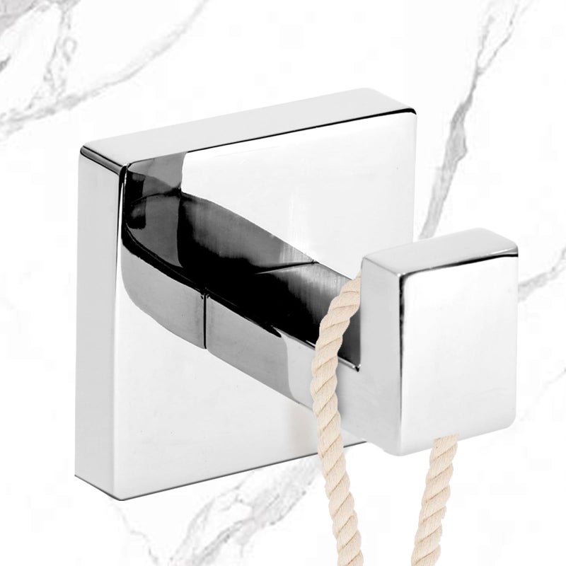 Ibosins 4 Pack Towel Hooks Hand Towel Holder For Bathroom Wall Livingroom Bedroom Kitchen Closet Heavy Duty Stainless Steel Hook Hanger For Robe  Bath Towel  Coat (Square Polished Chrome) - Image 2