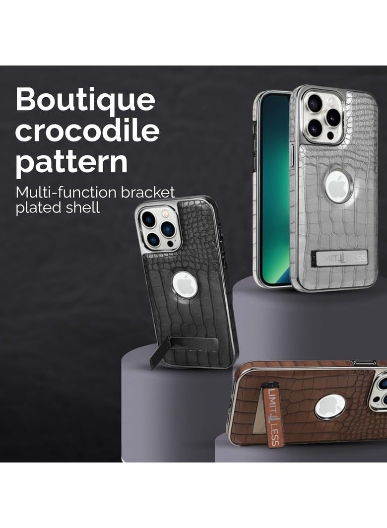 LIMITLESS Leather Case for iPhone 15 Pro Max, Back Protector Slim Fit, Soft Grip Luxury Leather Cover, Logo Cutouts, Anti-Scratch Full Phone Back Case with Shockproof and Fall Protection, Brown - Image 2