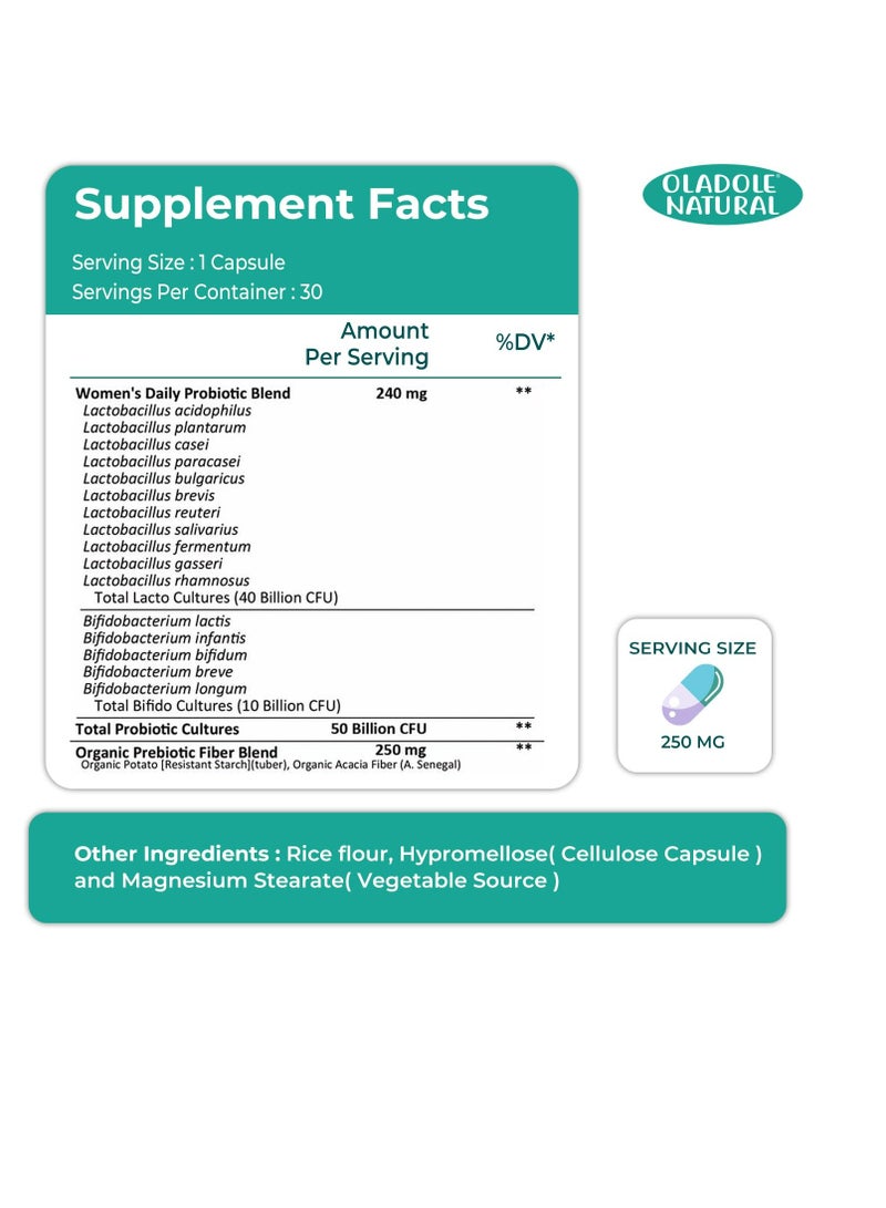 أولادول ناتشورال بروبيوتيك للنساء 50 مليار - 30 كبسولة - Image 3