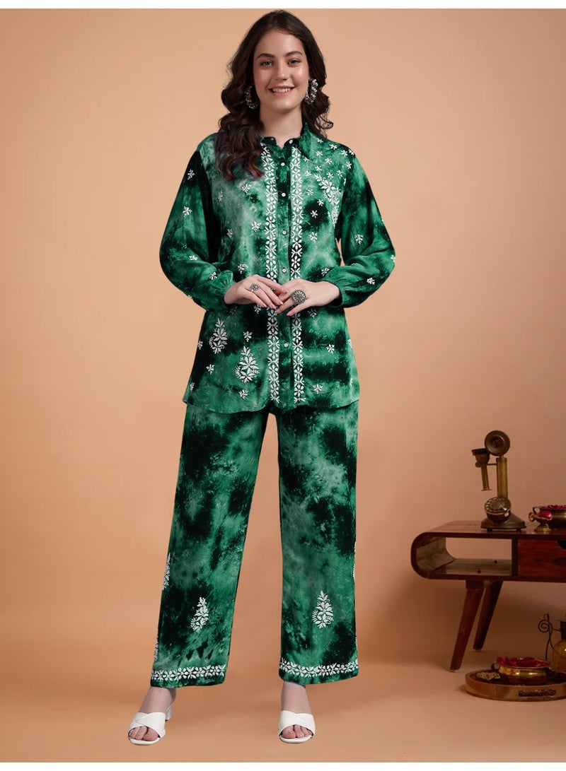 Alaya Women Hand Embroidered Chikankari Rayon Co-ord Set-AL4093KS - Image 1