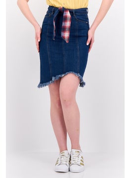 ONLY Women Denim Belted Mini Skirt, Blue  - Image 1