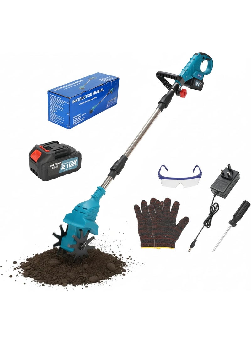 GearZone 21v Cordless Tiller, 4.0 Ah Battery Powered Garden Cultivator Portable with Steel Tines, Rototiller for Lawn/Gardening/Soil Cultivation - Image 1