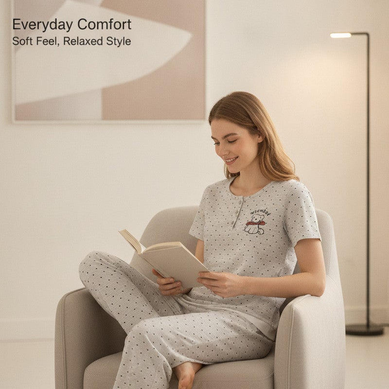 JOANNA 2-Piece Pajama Set Short Sleeve Top and Pants Soft Printed Sleepwear for Women - Image 5