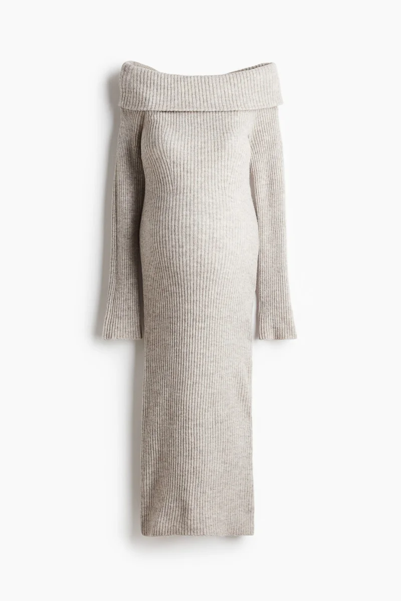 اتش اند ام Mama Rib-Knit Off-The-Shoulder Dress