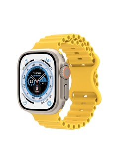 Replacement Strap Ocean Style Silicone Watch Band For Apple Watch Series 9&8&7 41mm / SE 3&SE 2&6&SE&5&4 40mm / 3&2&1 38mm Yellow