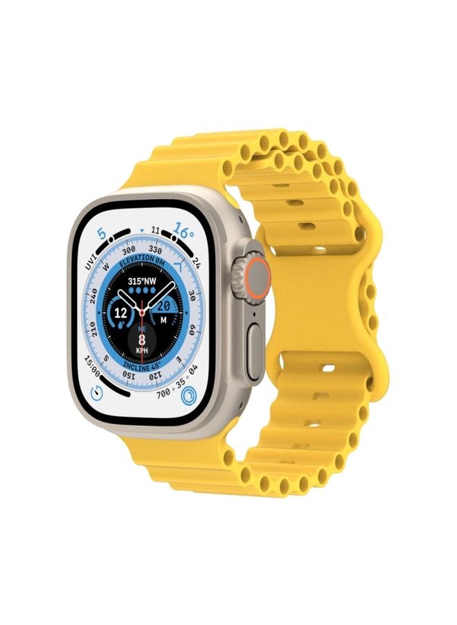 Generic - Replacement Strap Ocean Style Silicone Watch Band For Apple Watch Series 9&8&7 41mm / SE 3&SE 2&6&SE&5&4 40mm / 3&2&1 38mm Yellow - Image 1
