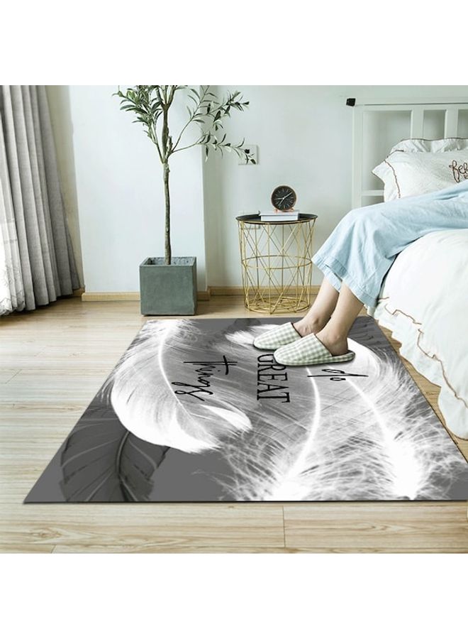 NIBEMINENT Nordic Style Feather Print Anti-Slip Fashion Carpet Black 60x90cm - Image 2