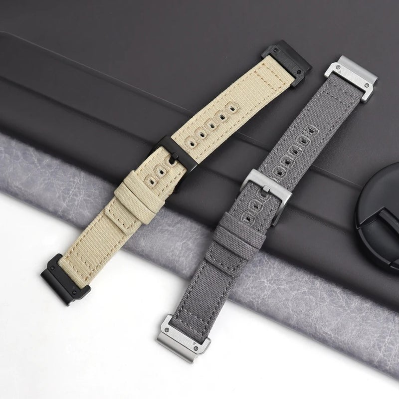Bluejw Canvas Watch Strap Compatible with Garmin Fenix 6X Pro 5X, Breathable Quick Release Replacement Band - Image 3
