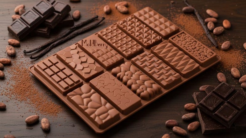 MoldBerry Silicone Chocolate Bar Mold 12 Cavity | Break Apart Dubai Chocolate & Waffle Bar Mould | Non-Stick Candy Mold | Pack 1 - Image 4