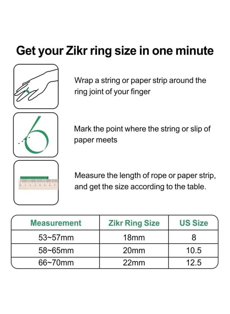 IQibla Zikr lite Smart Tasbih Tally Counter Ring Zikr Digital Tasbih 5 Prayer Time Reminder Bluetooth White 18mm - Image 5