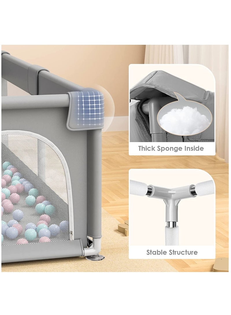 Baby Playpen 200x180 Cm Playpen for Toddlers With Door and Suction Cup Baby Safe Activity Center Large Baby Bumper Foam Playpen With Breathable Mesh Safe for Toddlers