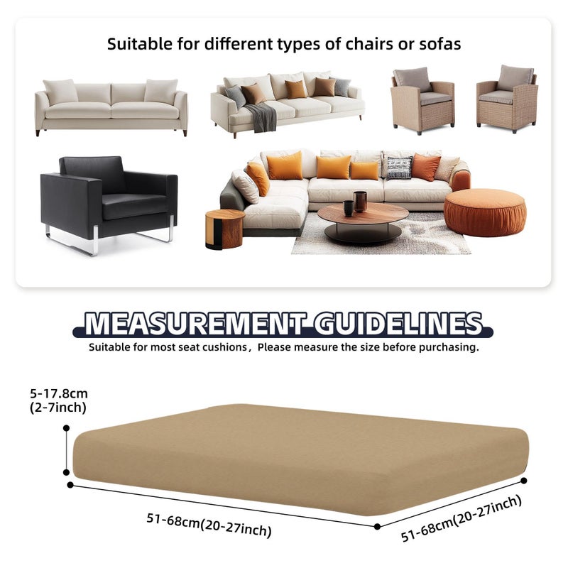 MRGSDL 8Pcs Patio Cushion Covers,Outdoor Cushions Covers,Stretch Cushion Covers Replacement, Washable and Reusable Furniture Protectors(Khaki) - Image 2