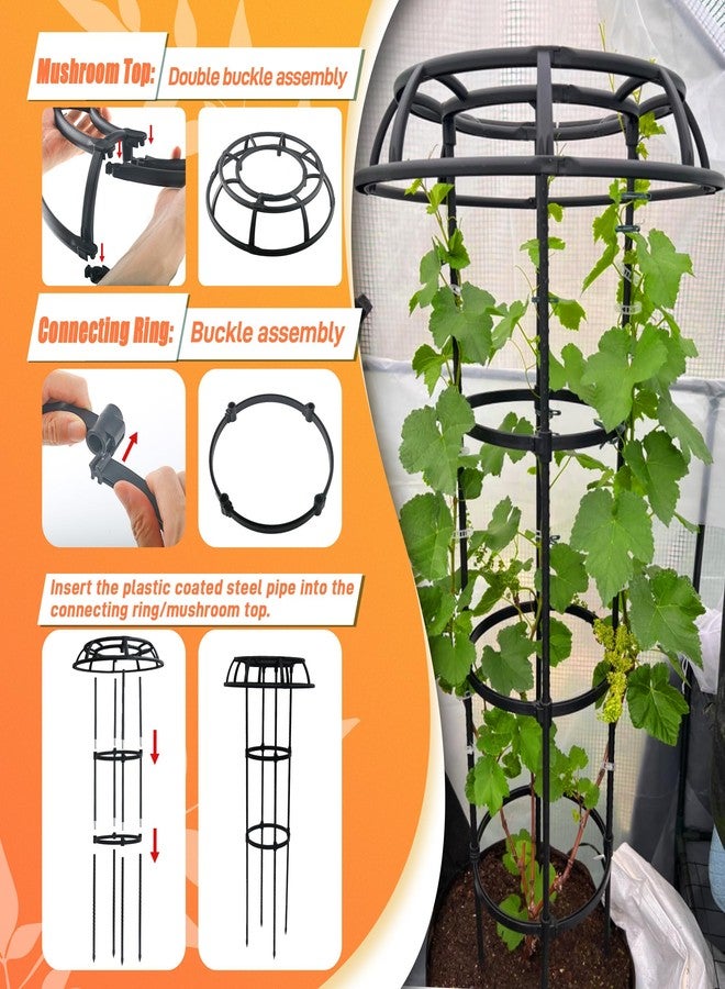 Anothera 65 Inch Garden Trellis for Climbing Plants Outdoor, Mushroom Top Trellis for Potted Plants, Vines, Roses, Clematis, and Vegetables, Plant Trellis Support 2 Pack - Image 4