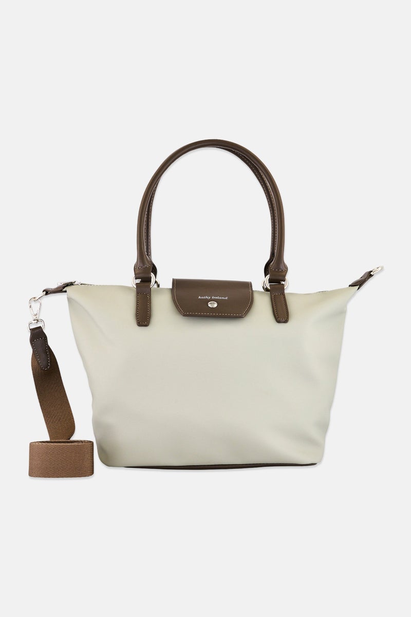 Kathy Ireland Women Brand Logo Handbag, Light Grey - Image 1