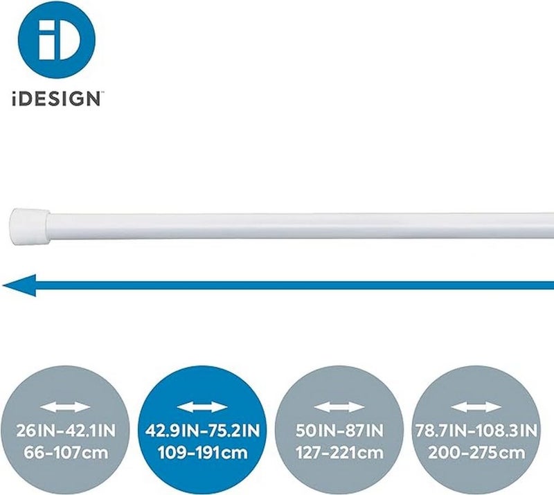 InterDesign iDesign Cameo Steel Adjustable Length Shower Curtain Tension Rod - 43-75", White - Image 3