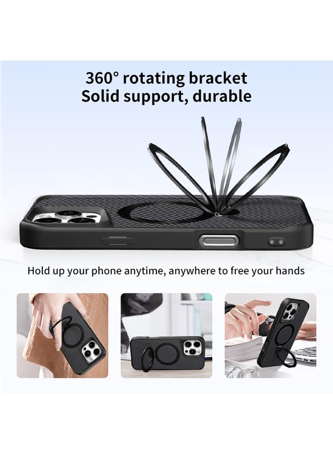 S-TOP Case For iPhone 13 Pro Max Carbon Fiber Texture 360 MagSafe Holder Phone Case - Image 5